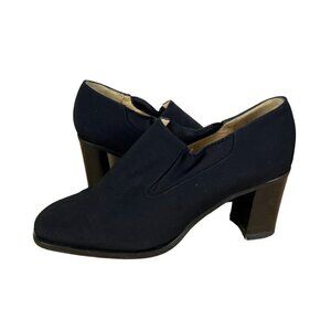 Bruno Magli Black Heeled Booties Slip On Shoes Chunky Heel size 5.5